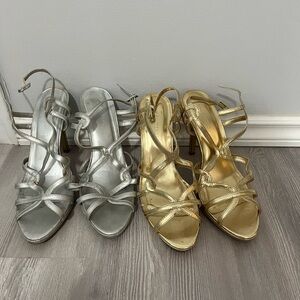 Le chateau gold & silver strappy heels size 10